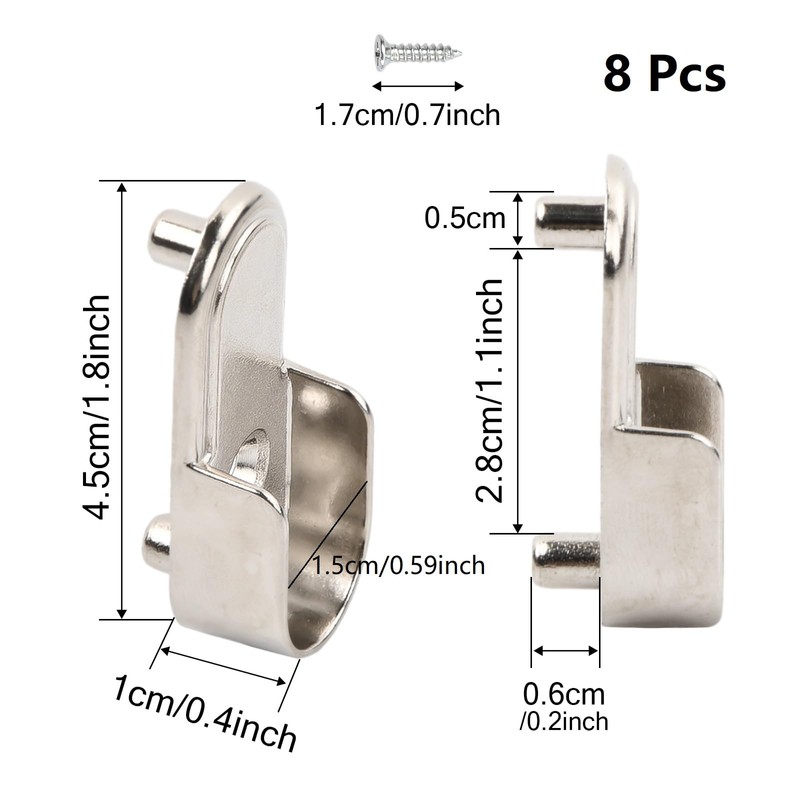 Dokpav 8 Pcs Oval Closet Rod End Supports, 15mm x