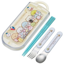 Skater TACC2AG-A Children's Antibacterial Slide Trio Set, Bento Box, Chopsticks, Spoon, Fork, Sumikko Gurashi, School, Girls, Made in Japan