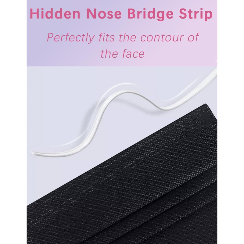 50 Pack Black Disposable Face Masks for Adults - Cute