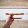 KOVNISE 2 PCS Cabinet Pulls Solid Wood Pulls Dark Walnut