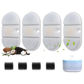 8 Packs Cat Water Fountain Replacement Filters Compatible with PETLIBRO PLWF002-71oz/2.1L Capsule Pet Fountain, Dog Dispenser Replacement Filter Set with Sponges