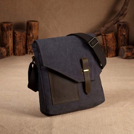 VASCHY Small Messenger Bag, Vintage Canvas Leather Lightweight Crossbody Bag