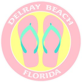 Athena Brands Flip Flops Delray Beach Florida - Car Truck Window Bumper Graphics Sticker Decal - Surf Shack Pink