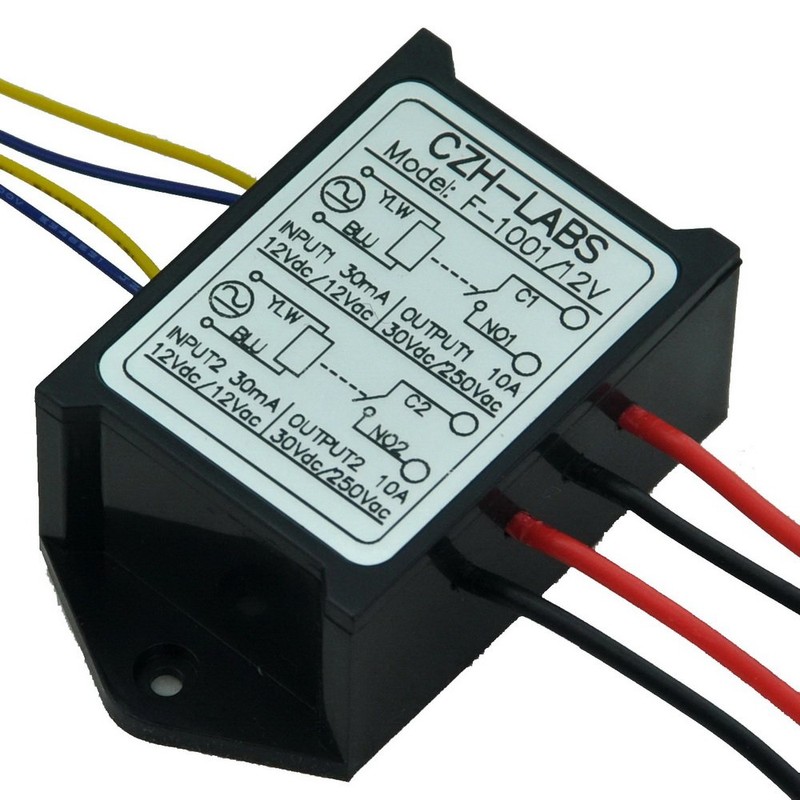 Electronics-Salon 1PCS Dual SPST-NO 10Amp Power Relay Module, AC/DC 12V