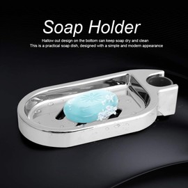 Ejoyous Soap Dish for Shower Rail, Clip On Soap Case for Shower Pole Soap Box Container Holder Shower Soap Tray Clip On Adjustable Soap Plate with Drain, for 25MM Bathroom Showe Rod