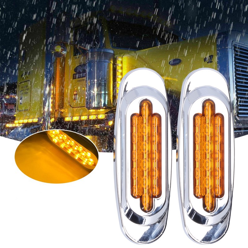 Pair 16LEDs Taillight Electroplated Trim Side Marker Auto External Lamps