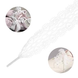 Xvbhaq 2 Pairs Women's Shoelaces, White, Hollow Lace, Flat, 120 cm, Woven Shoelaces for DIY Ballet Style, Cute Girls Accessories, White