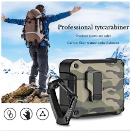 Ephoou Funda para Airpods Pro 2nd Gen 2023/2022/2019 con Bloqueo, Armadura Resistente Camuflaje Militar Rígida Protectora [LED Frontal Visible] Auriculares para Airpods Pro 2nd Generación -Green