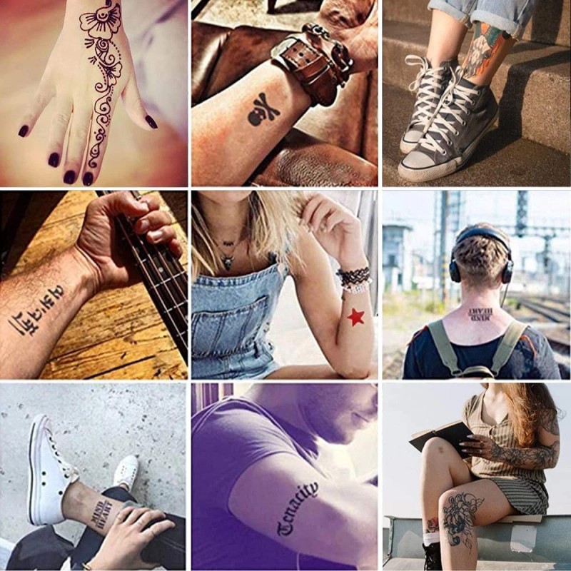 NewCraft Temporary Tattoos Kit, Permanent Tattoo, 4 Pcs with Three