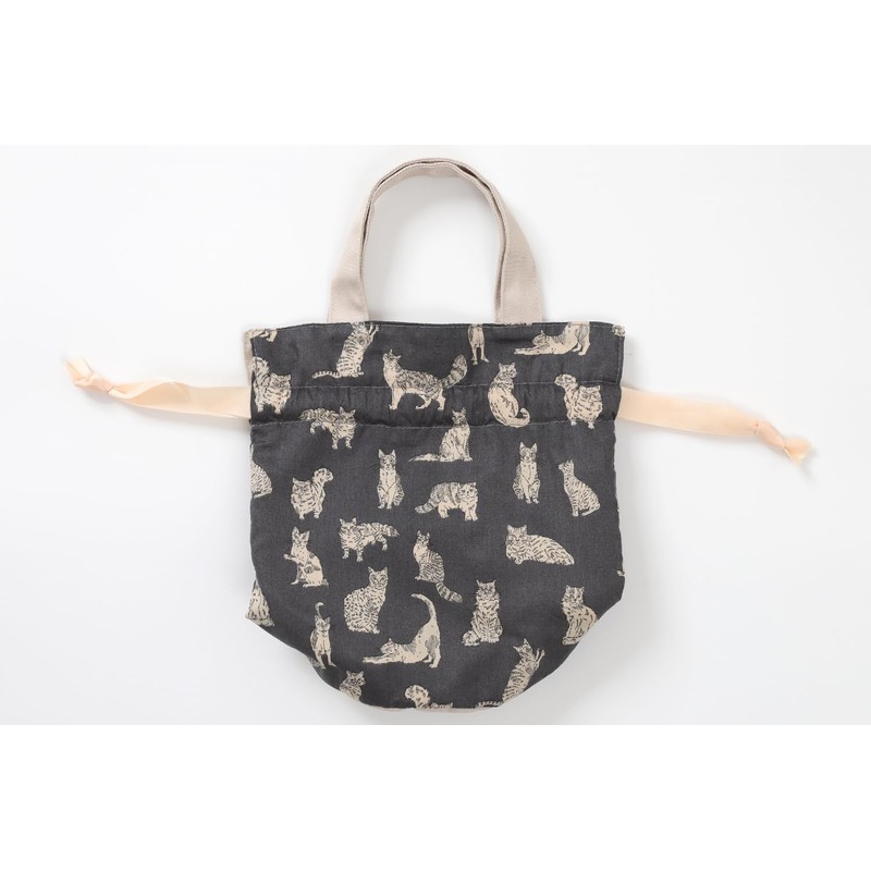 DDintex FLORET LONDON Drawstring Pouch, Miao, Gray, φ4.7 x 7.1