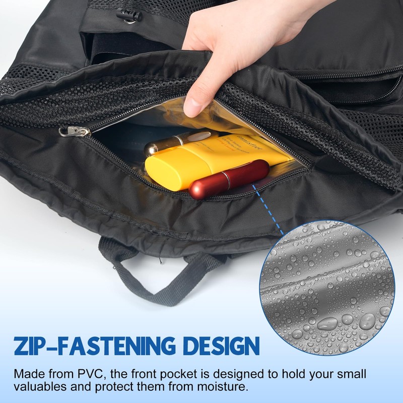 Leikedun Swimming Bag Mesh Drawstring Backpack for Adults Kids, Waterproof