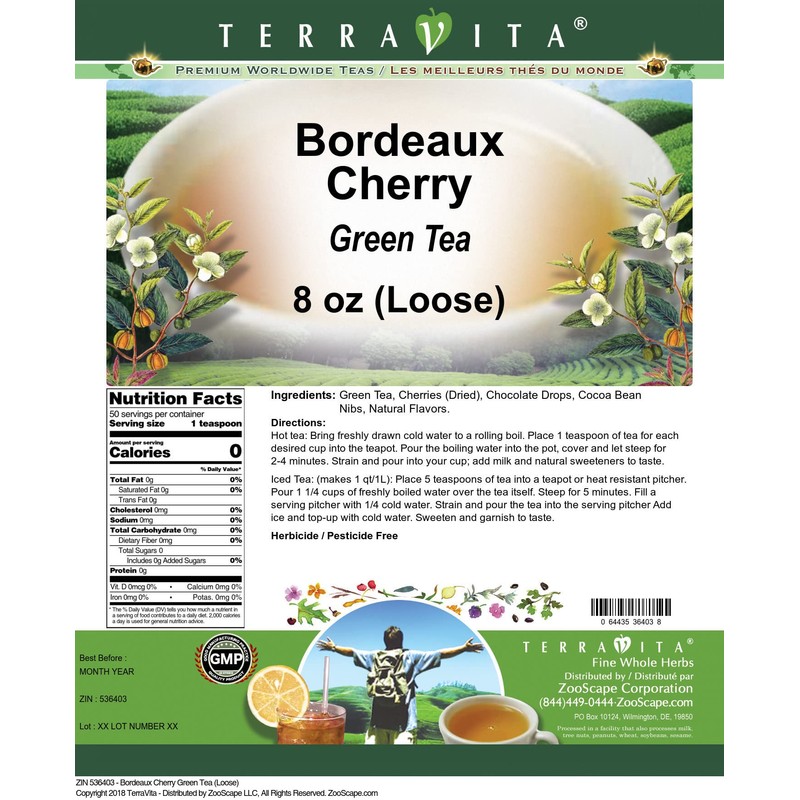 Bordeaux Cherry Green Tea (Loose) (8 oz, ZIN: 536403)