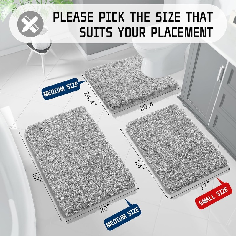 Yimobra Fluffy Toilet Rugs U Shaped, Shaggy Soft Comfortable Non