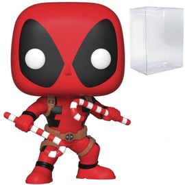 POP Holiday - Deadpool with Candy Canes Funko Vinyl Figure (Bundled with Compatible Box Protector Case), Multicolor, 3.75 inches
