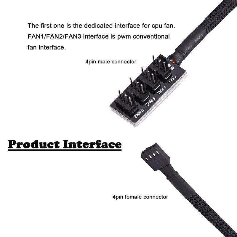 Annadue 4 Pin Cooler Fan Adapter Cable, 4 Pin PWM