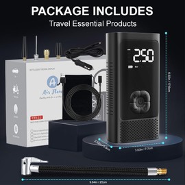 Tire Inflator Portable Air Compressor - 4X Faster 150 PSI Air Pump for Car Tires - Wireless/Wired Car Tire Inflator with Pressure Gauge - Portable Tire Inflator for Car, Bicycle, Motor and Balls