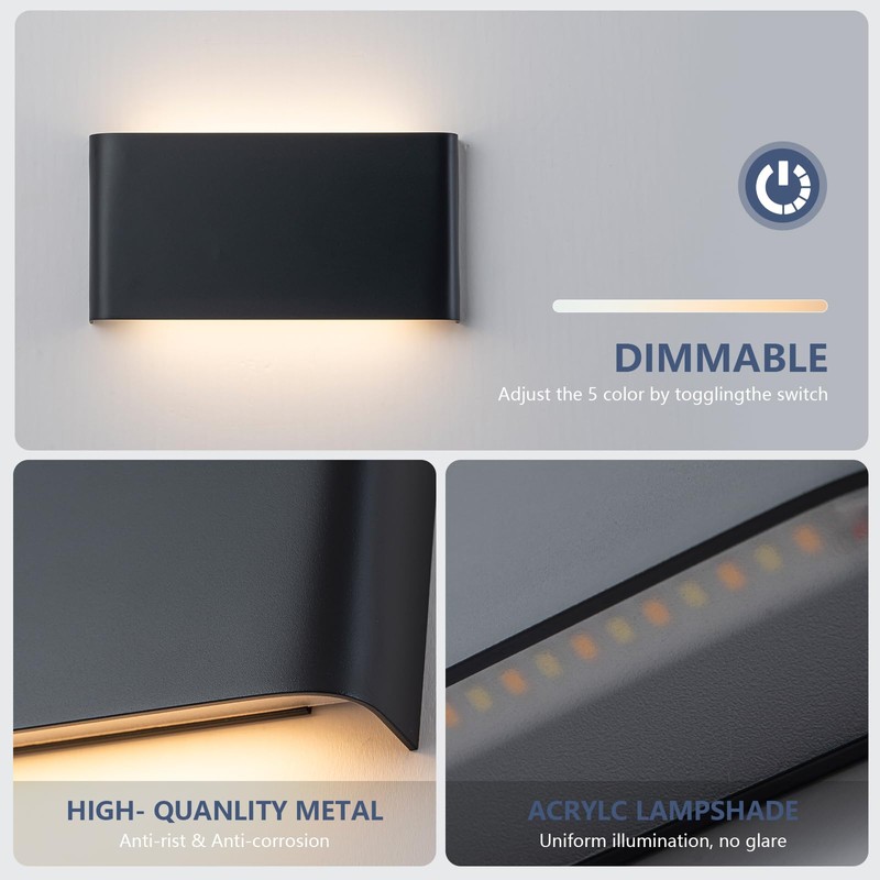 Easyusahome 2 Pack Modern LED Wall Sconces, Hardwired Up Down