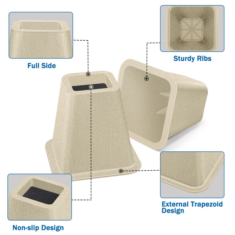 ANNKUT 6 Inch Heavy Duty Bed Risers, Furniture Risers for