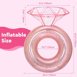 MewVeer Pool Floats, Inflatable Diamond Ring Pool Float for Bachelorette Party, Engagement Ring Floatie for Beach Party & Tubes Pool Toys Float for Adults (Pink)