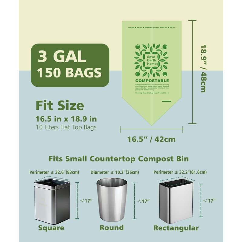 AYOTEE 150 Count Compostable Trash Bags 3 Gallon Trash Bag,