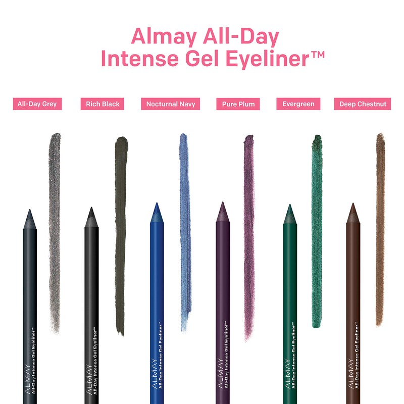 Almay Gel Eyeliner, Waterproof, Fade-Proof Eye Makeup, Easy-to-Sharpen Liner Pencil,