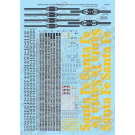Topeka Shops Santa Fe Blue/Yellow Warbonnet Diesels Decals 1986-1996 - HO scale