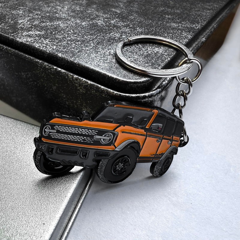 LSAUTO Car Keychain Compatible with Ford Bronco. Alloy Car Pattern