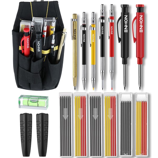 Enhon 17 Pcs Mechanical Carpenter Pencil Set, 6 Deep Hole