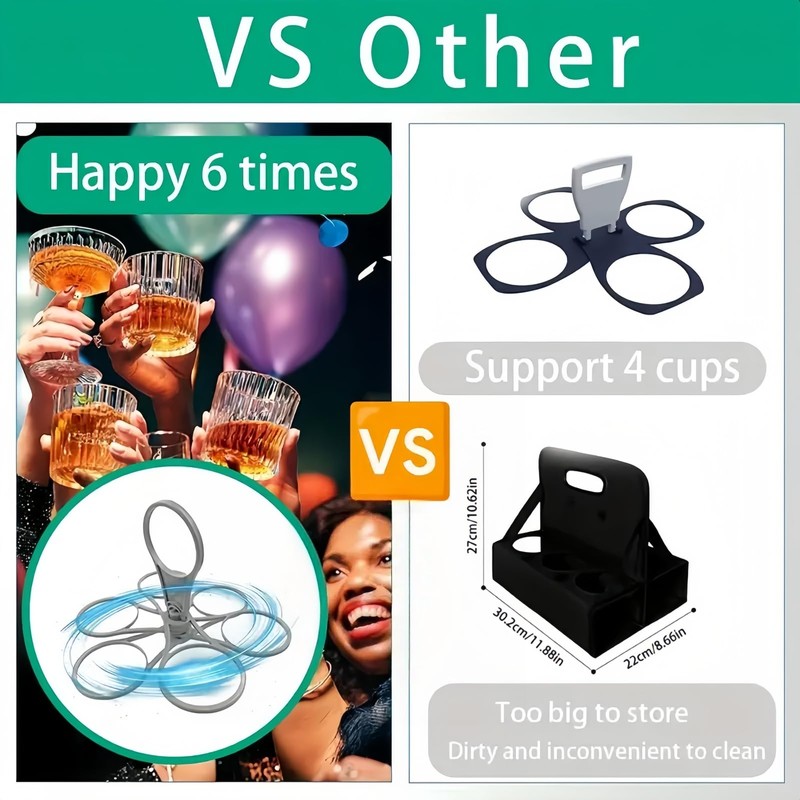 Super Carry 6-Cup Beverage Carrier,Drinks Tray Holiday,Foldable 6-Cup Coffee Carriers,Portable