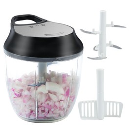 ZHANG XIAO QUAN SINCE 1628 Manual Vegetable Chopper, Hand Pull String Garlic Mincer Onion Cutter for Veggie, Peppers, Tomatoes, Ginger, Fruits, Nuts, 3.6 Cup(900ml) Food Chopper With Egg Whisk