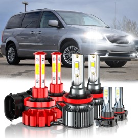 CHUSYYRAY Fit Chrysler Town & Country 2010-2016 6Pcs Combo LED Headlight Fog Light Bulbs