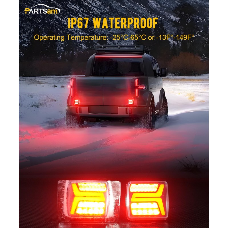 Partsam LED Wireless Trailer Lights Kit Magnetic Towing Tail Lights