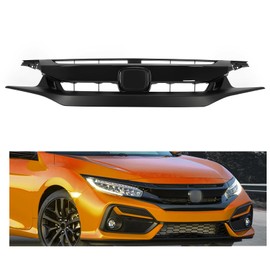 HECASA Front Upper Mesh Grille Grill Compatible with 2019 2020 Honda Civic Sedan Coupe Bumper Grill Painted Gloss Black & Matte Black