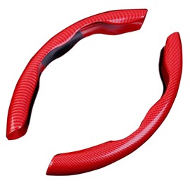 Carbon Fiber Steering Wheel Cover Ultra Thin Fit Wear Resistant Universal Steering Wheel Protector for Most Autos Red