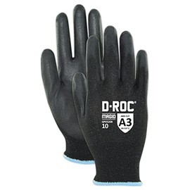 MAGID D-ROC ANSI A3 Polyurethane Palm Coated Dry Grip Work Gloves, 12 Pairs, Size 9/Large (GPD520B)