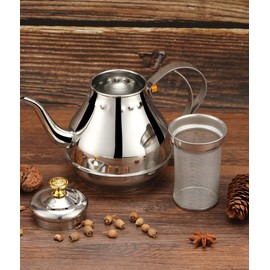 For Tea Lovers | @BuyMartian Modern Martian Exquisite Stylish & Durable Stainless Steel 1.8L Teapot | Includes Filter | Perfect for Tea & Coffee Lovers (Silver)