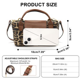 Long Keeper Women's Mini Crossbody Tote Bag with Zip PU Leather Small Tote for Women Ladies Top Handle Hobo Purse Small Handbags Shoulder Bags (Champagne Leopard)
