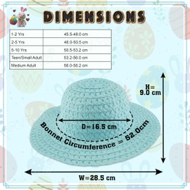 SRV Hub 52cm Circumference Blue Easter Bonnet Hat | Natural Straw Material Easter Bonnet Hat | Kids Easter Bonnet DIY Activity, Birthday Party Gifts for Unisex Kids 5-10 Years