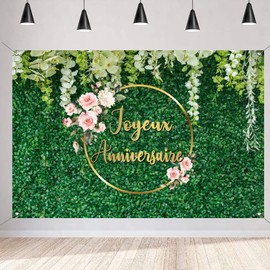 Happy Birthday Backdrop Green Grass Birthday Banner Birthday Decorations Happy Birthday Photobooth Backdrop for Photoshoot Birthday Party Supplies 150cm x 90cm