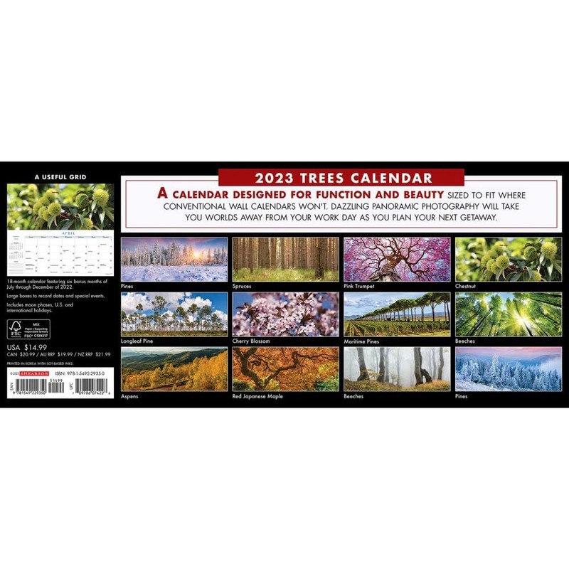 Trees 2023 Panoramic Wall Calendar