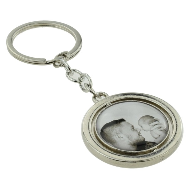 Personalised Photo or Corporate Logo Design Round Spinning Keyring in