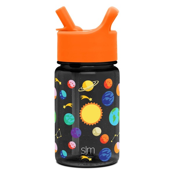 Simple Modern Botella de Agua para Niños/a de Plástico, Libre de BPA, con Tapa a Prueba de Fugas y Pajita | Duradero para Niños Pequeños, Niños, Niñas | Summit Colección| 355ml | Solar System