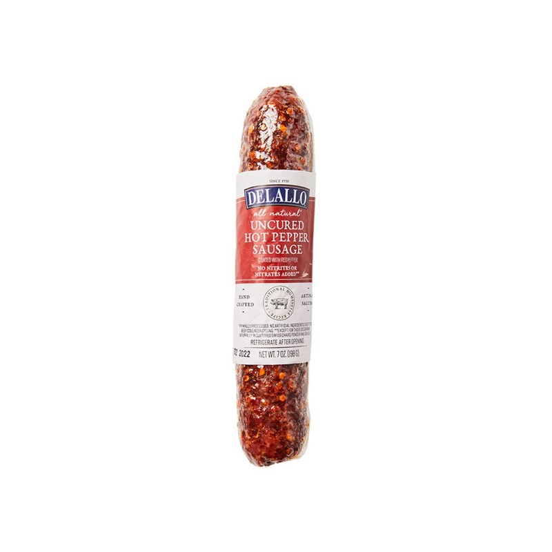 DeLallo Hot Pepper Sausage, Artisan Salami Stick, Air-Cured, Made with