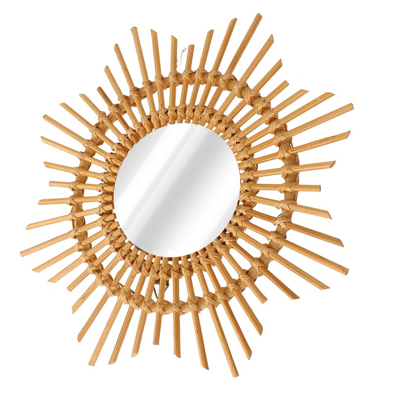 Wall Decor Rattan Mirror Star Shape Unique Simple Handwoven Mirror