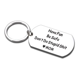 Don't Do Stupid sht Keychain for Son Daughter from Mom, Stocking Stuffer for Son from Mom Funny Graduation Birthday Gift for Teens Boys Girls Christmas Stocking Stuffer for Teen Boys Girls