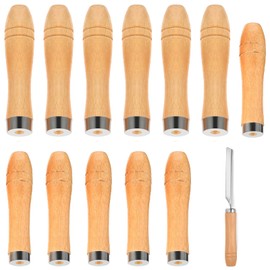 12 Stück Feilenheft,feilenheft kunststoff,holzgriff für feilen,Feilenschneidewerkzeug-Griff,Holzfeilengriff Holz,Holzgriff Mit Starken Metallhalsbändern Für Feilengriff,Holzbearbeitung Und Meißeln