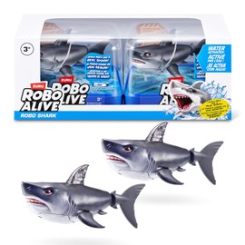 Robo Alive Water Activated Shark 2 Pack (Grey) by ZURU – Realistic Swimming Robotic Bath Toy for Kids, Tweens & Teens, Water-Activated Pet Shark for Play & Pranks, 3+