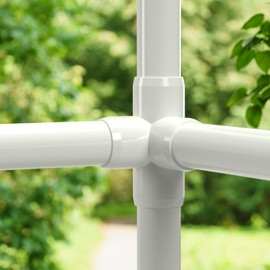 FORMUFIT 1-1/4" 4-Way Tee Furniture Grade PVC Fitting in White, Made in USA, UV-Resistant, Impact-Proof, 1.660" Actual Socket Diameter (4-Pack) - F1144WT-WH-4