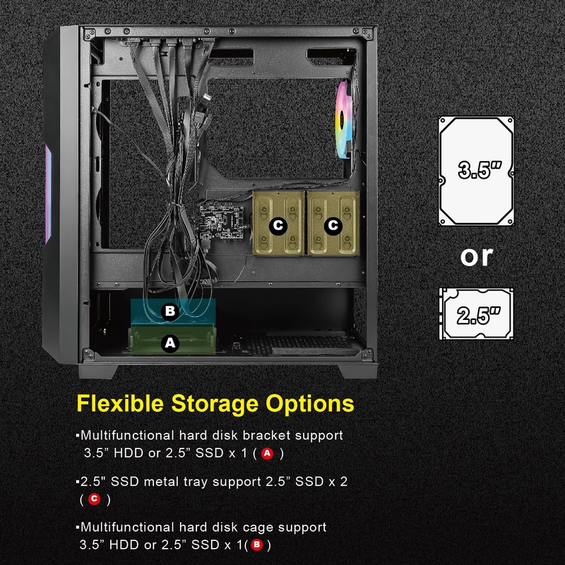 AZZA CSAZ-520BG Guardian/Gaming/ATX Mid-Tower/Computer Case/Tempered Glass Panel