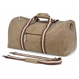 Quadra QD613 Vintage Style Desert Canvas Holdall - Colour: Sahara Beige